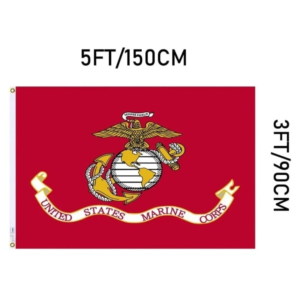 US Marine Corps USMC Flag 3x5 Ft Red Eagle Globe Anchor Made in USA B09NSFSVBN